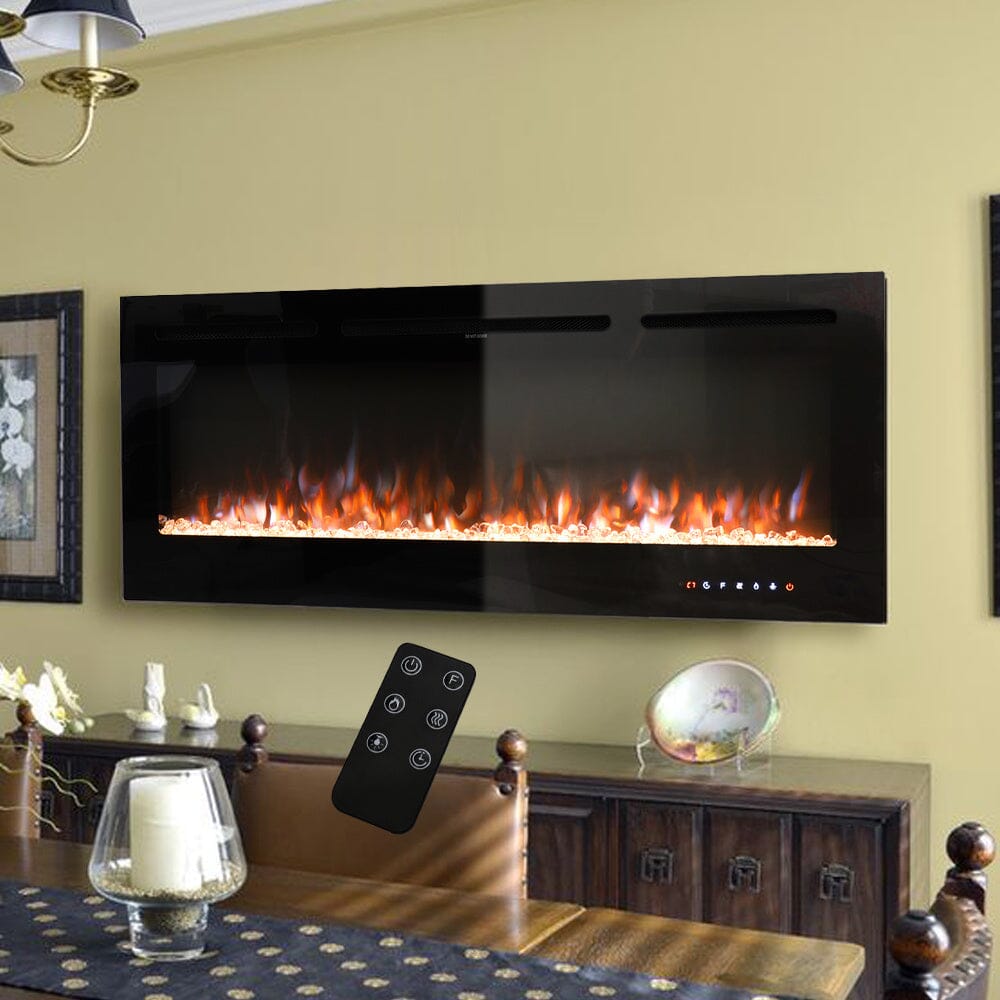 Recessed/Wall Mounted Electric Fireplace Adjustable Flame with Remote Living and Home 