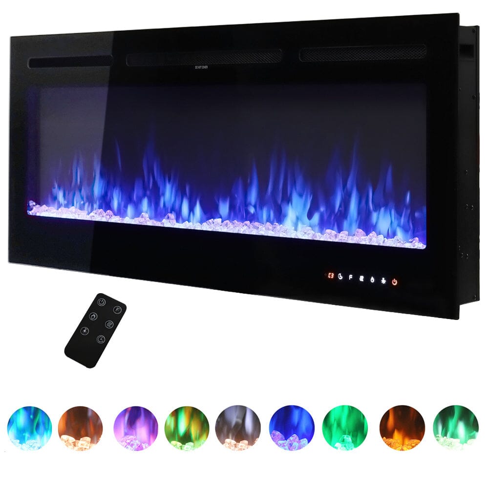 Recessed/Wall Mounted Electric Fireplace Adjustable Flame with Remote Living and Home 