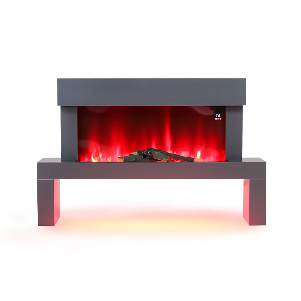 Dark Grey Freestanding Electric Fireplace with Stand Living and Home 