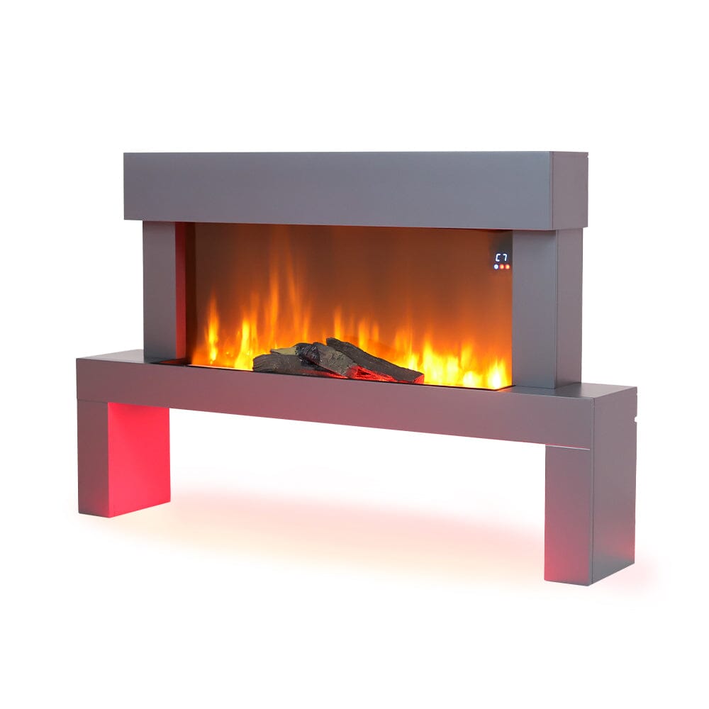 Dark Grey Freestanding Electric Fireplace with Stand Living and Home 