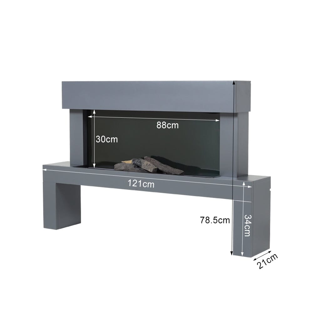 Dark Grey Freestanding Electric Fireplace with Stand Living and Home 