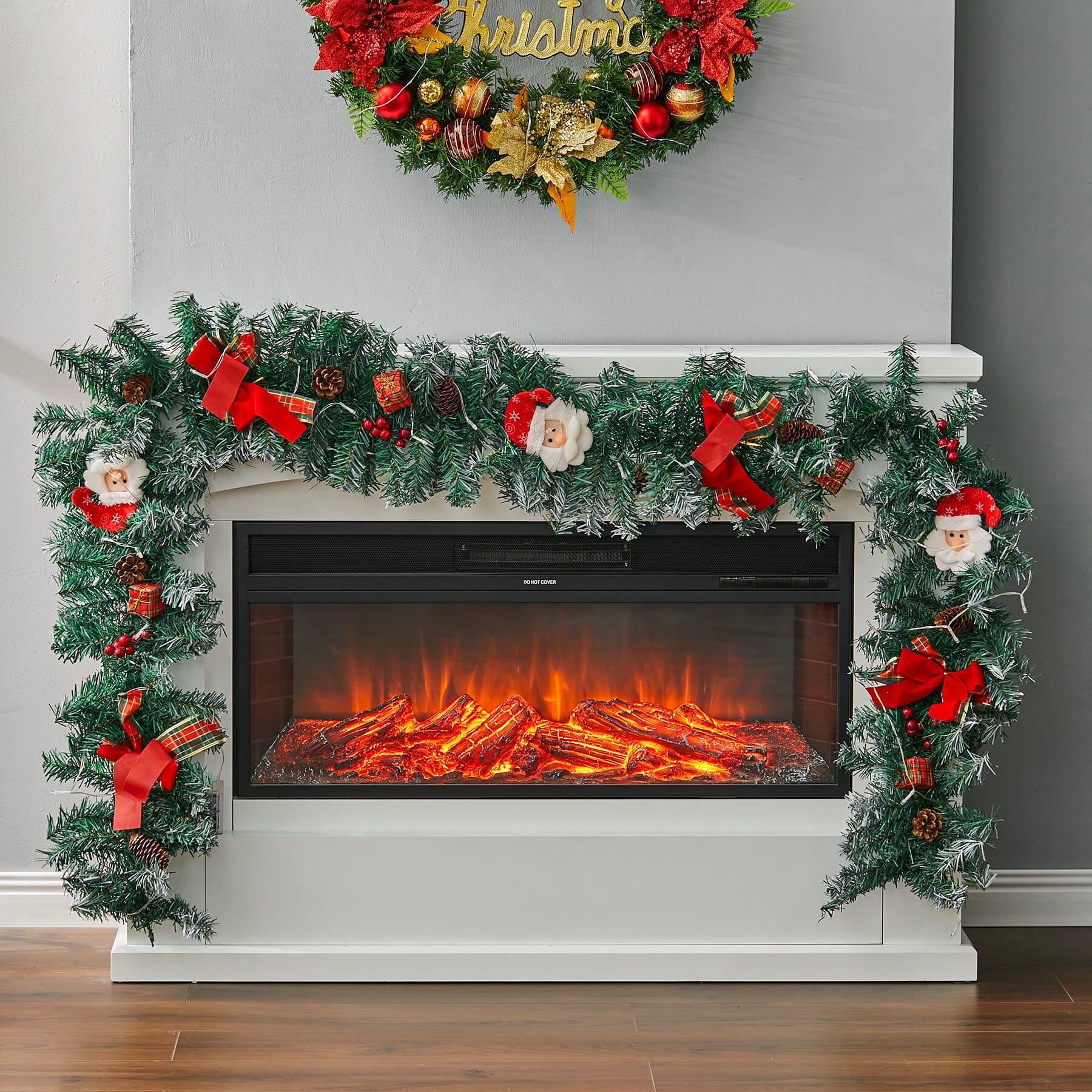 Cute Pre-lit Artificial Christmas Garland with Santa for Door and Mantel Living and Home 