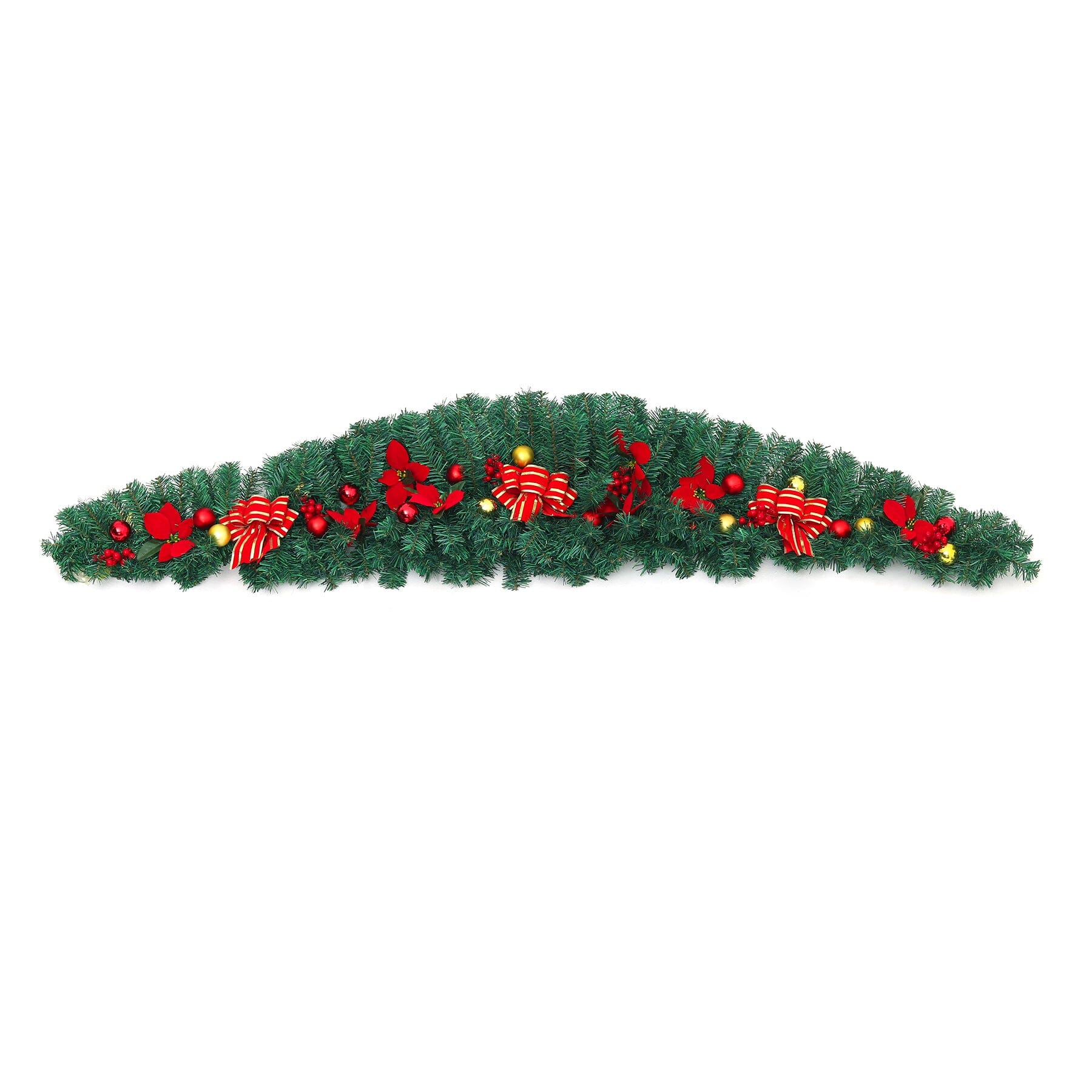 Christmas Rattan Garland 1.8m with 250 Rattan Branches, Bows, Christmas Balls, and Greenery Living and Home 