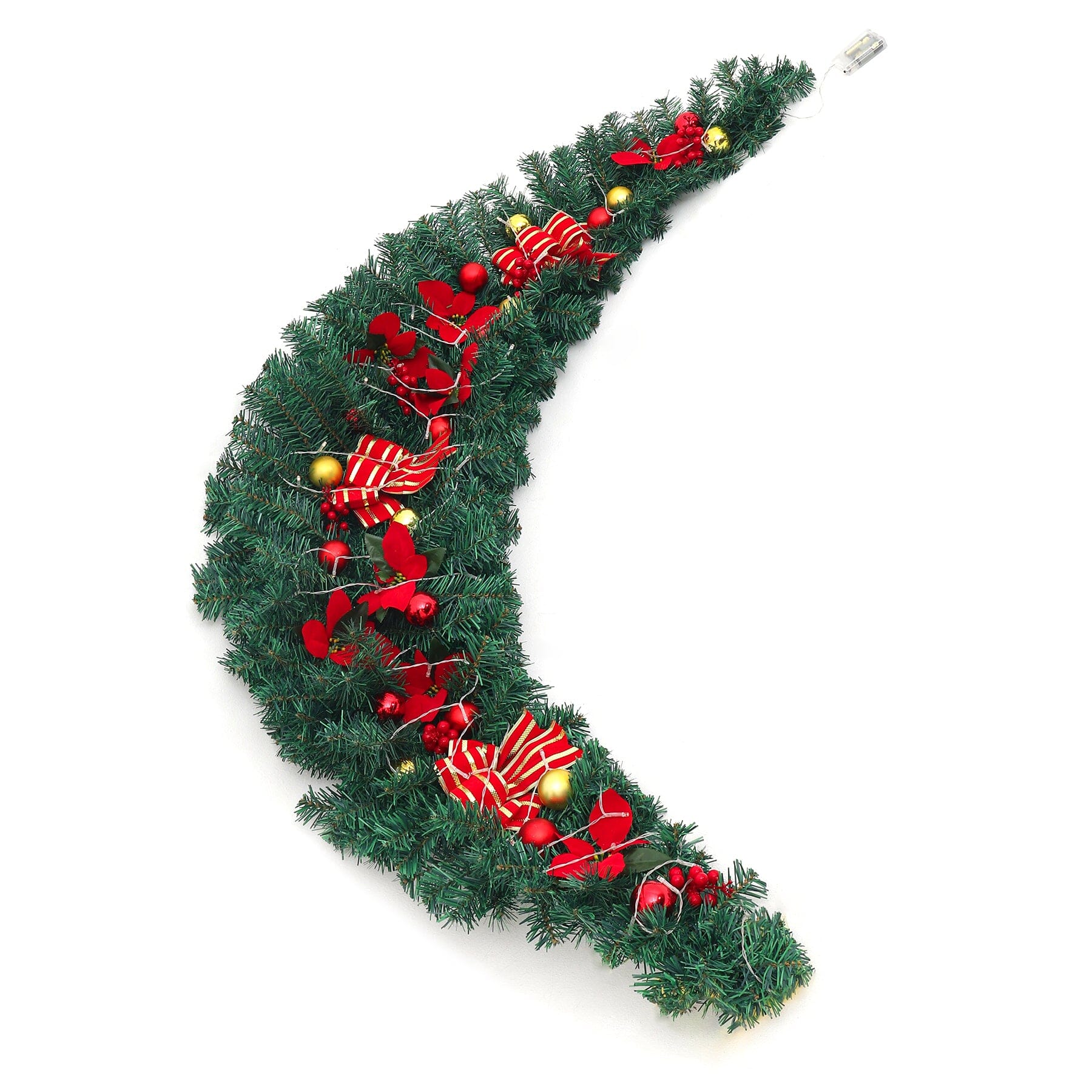 Christmas Rattan Garland 1.8m with 250 Rattan Branches, Bows, Christmas Balls, and Greenery Living and Home 