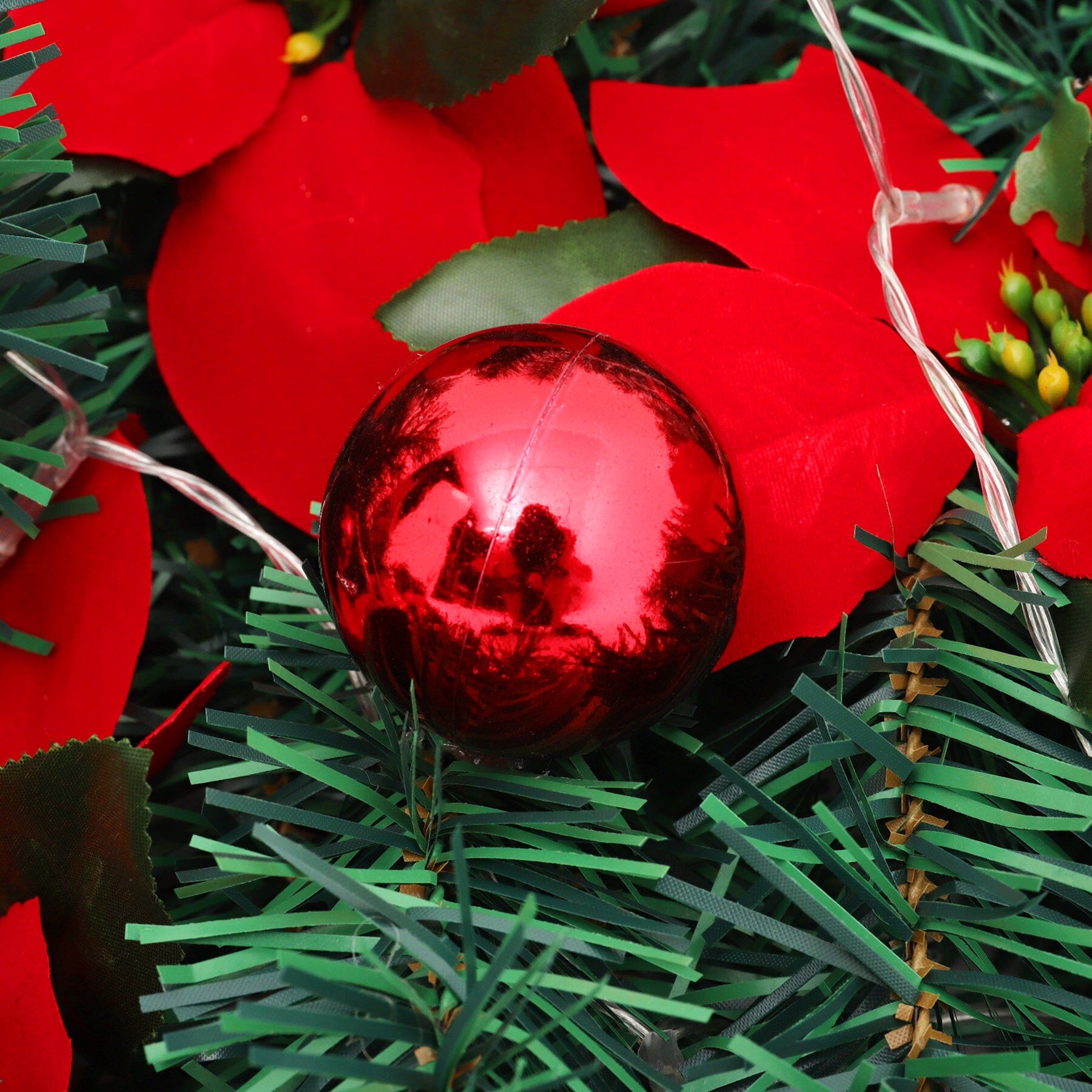 Christmas Rattan Garland 1.8m with 250 Rattan Branches, Bows, Christmas Balls, and Greenery Living and Home 