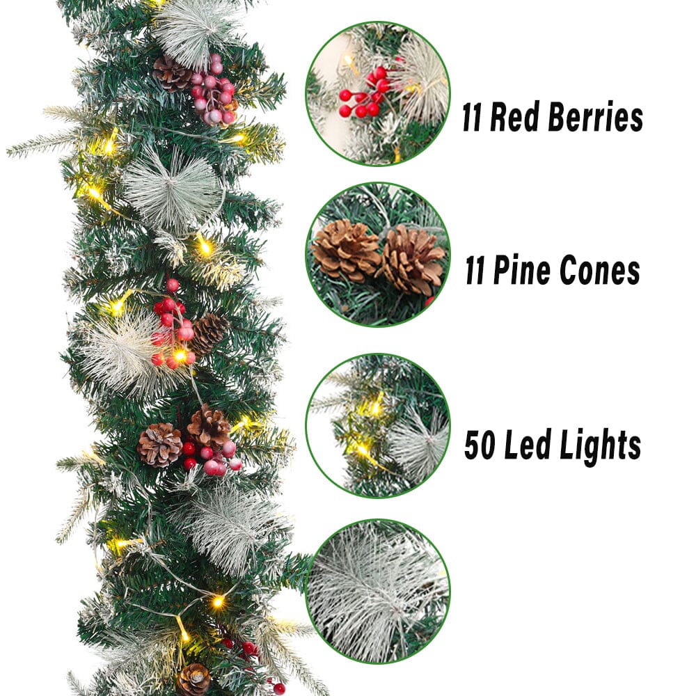 Artificial Pre-lit Frozen Christmas Decoration Garland Christmas Living and Home 
