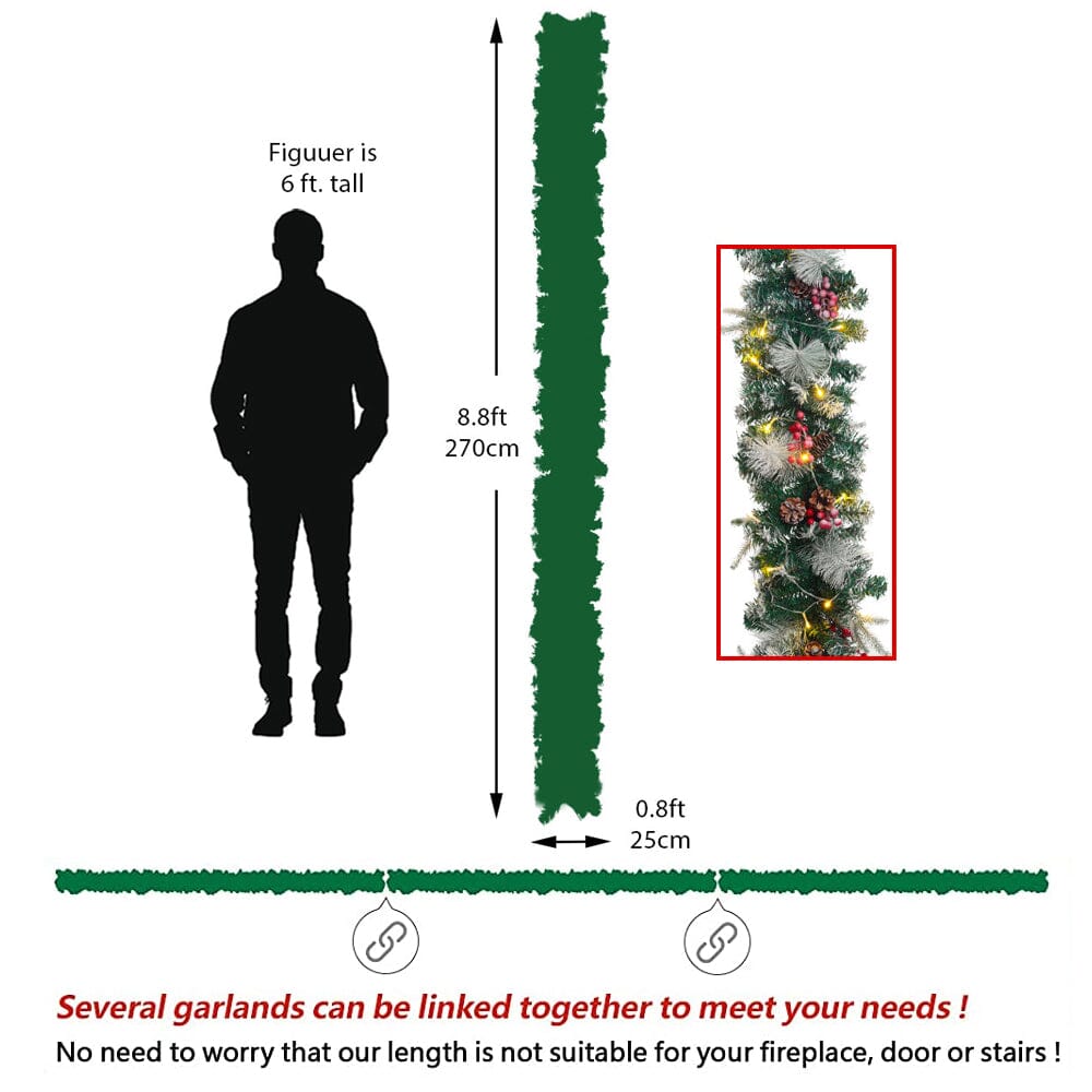 Artificial Pre-lit Frozen Christmas Decoration Garland Christmas Living and Home 