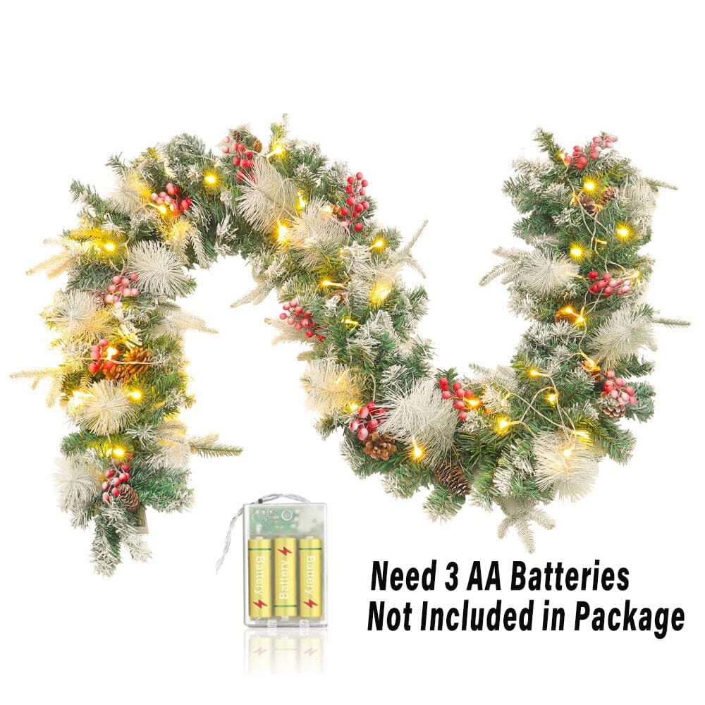 Artificial Pre-lit Frozen Christmas Decoration Garland Christmas Living and Home 