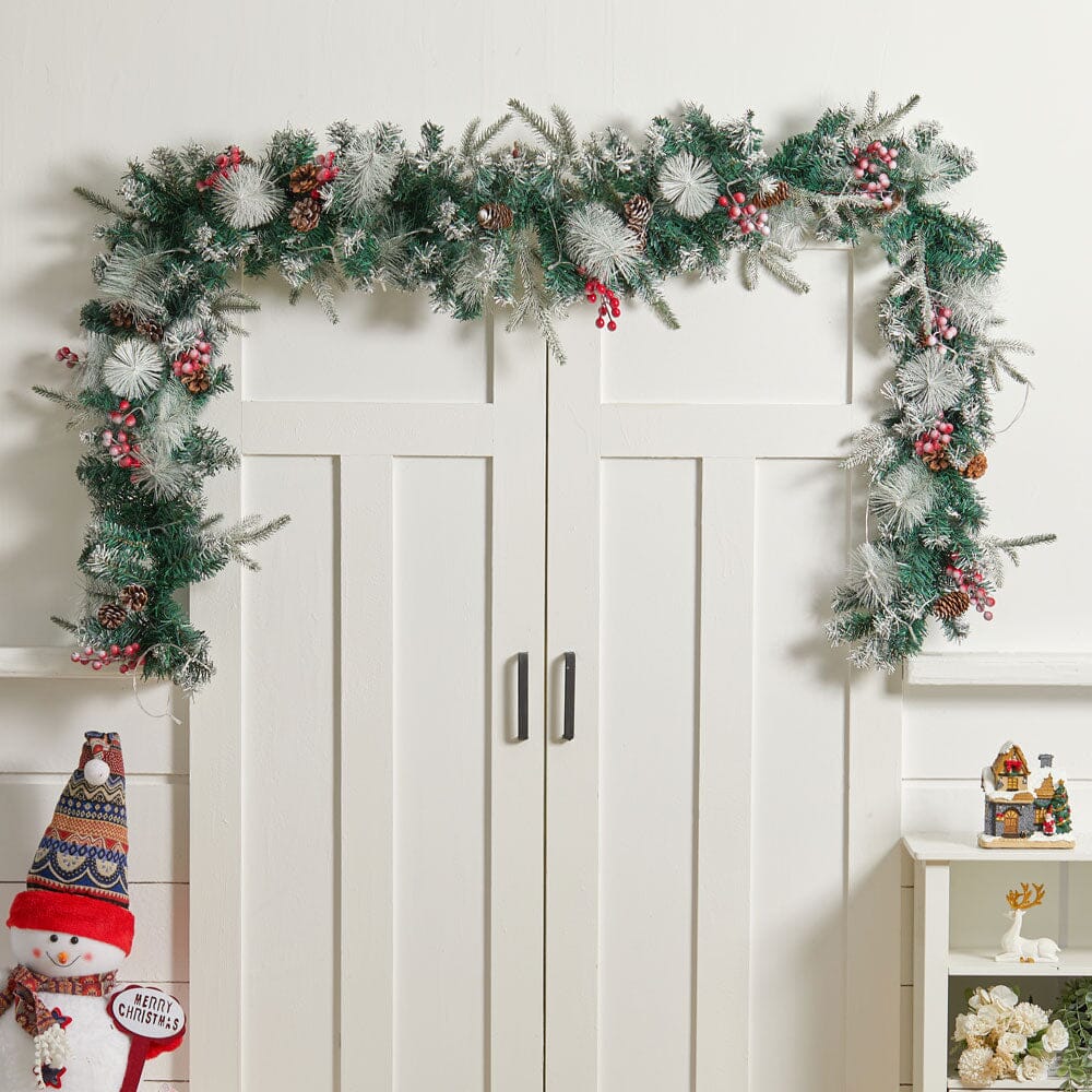 Artificial Pre-lit Frozen Christmas Decoration Garland Christmas Living and Home 