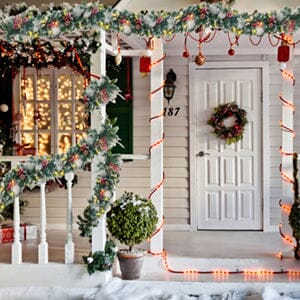 Artificial Pre-lit Frozen Christmas Decoration Garland Christmas Living and Home 