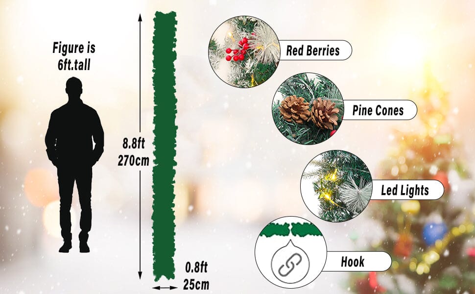 Artificial Pre-lit Frozen Christmas Decoration Garland Christmas Living and Home 