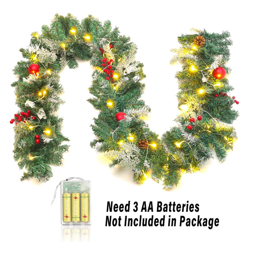 Artificial Pre-lit Frozen Christmas Holiday Decoration Garland Christmas Living and Home 