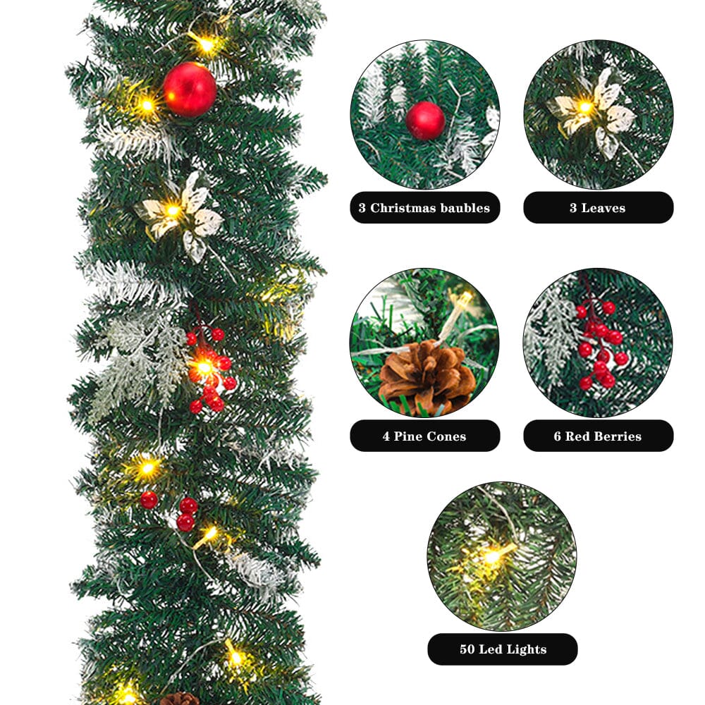 Artificial Pre-lit Frozen Christmas Holiday Decoration Garland Christmas Living and Home 
