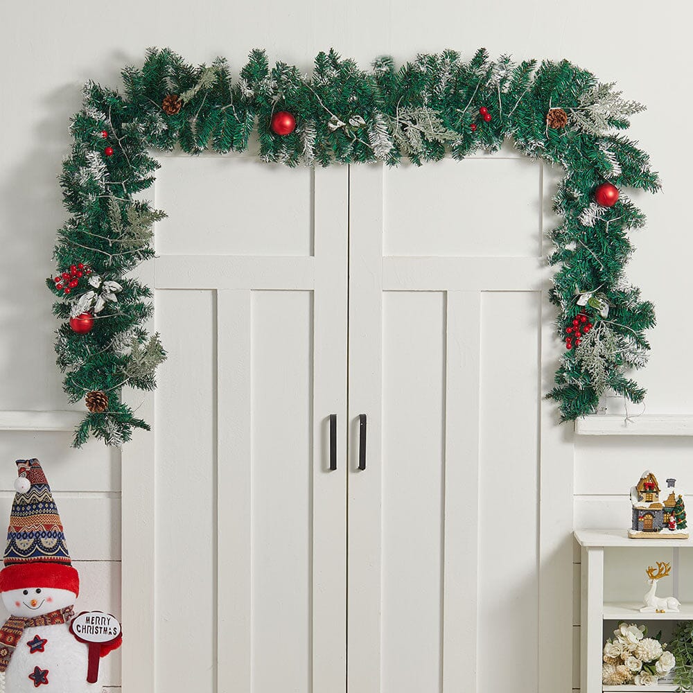 Artificial Pre-lit Frozen Christmas Holiday Decoration Garland Christmas Living and Home 