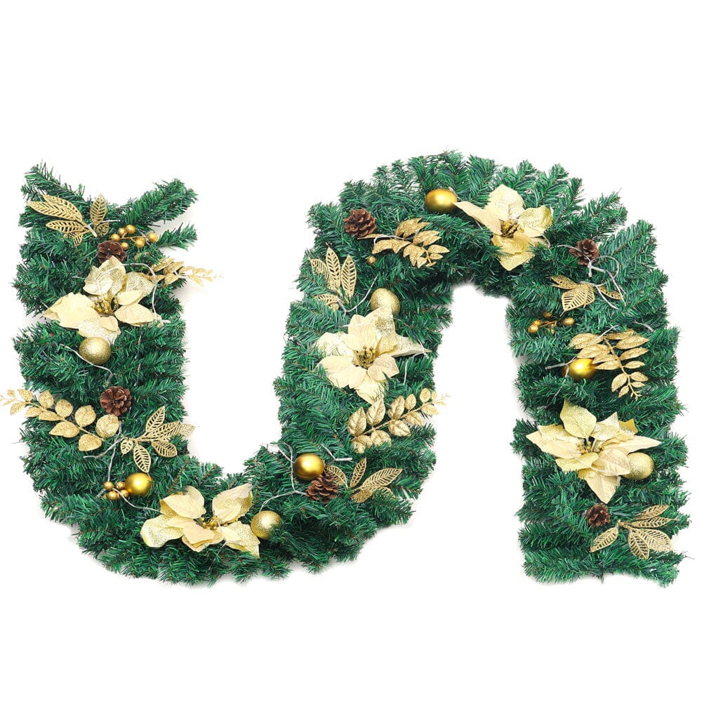 Pre-Lit Golden Christmas Wreath with Warm White Lights Christmas Living and Home 