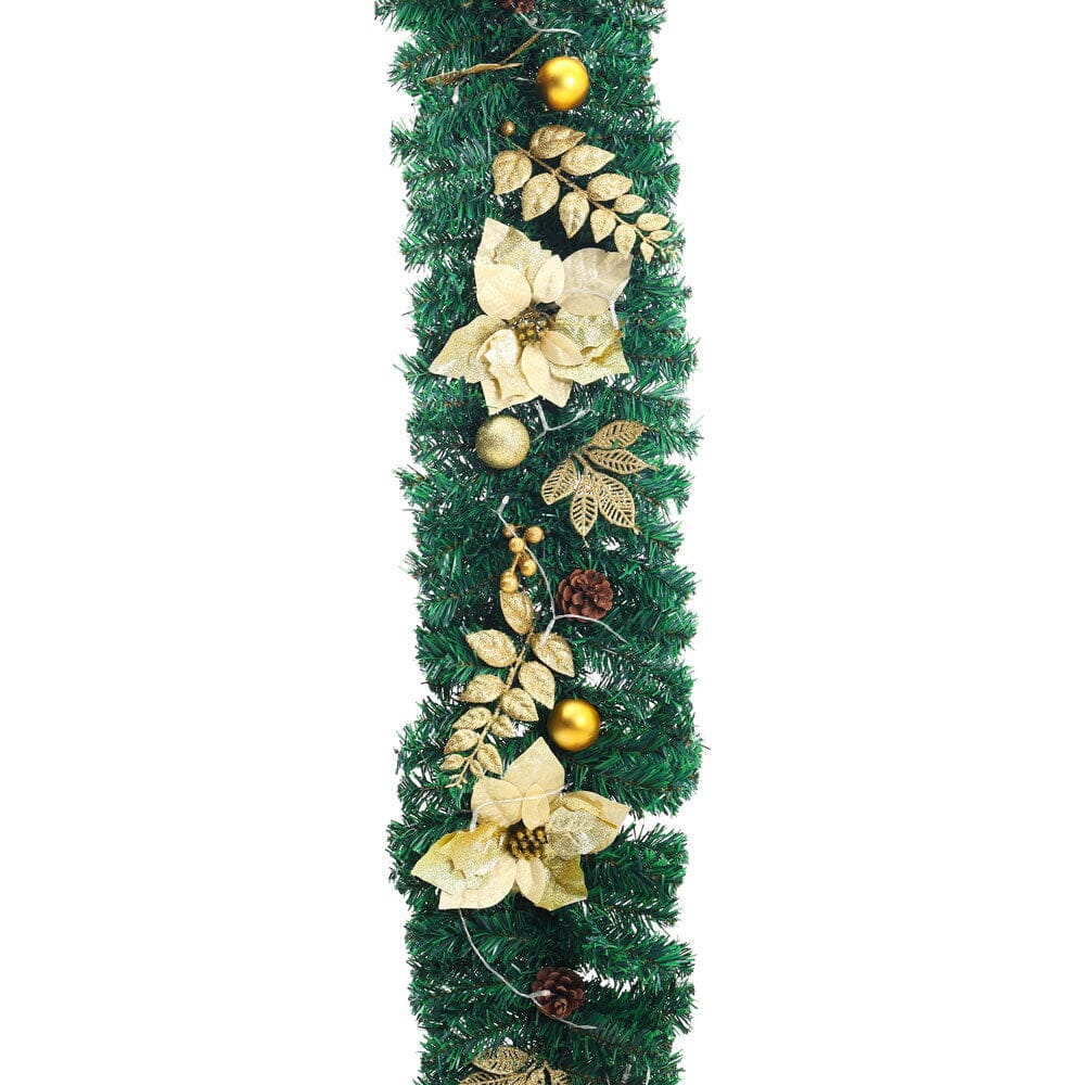 Pre-Lit Golden Christmas Wreath with Warm White Lights Christmas Living and Home 