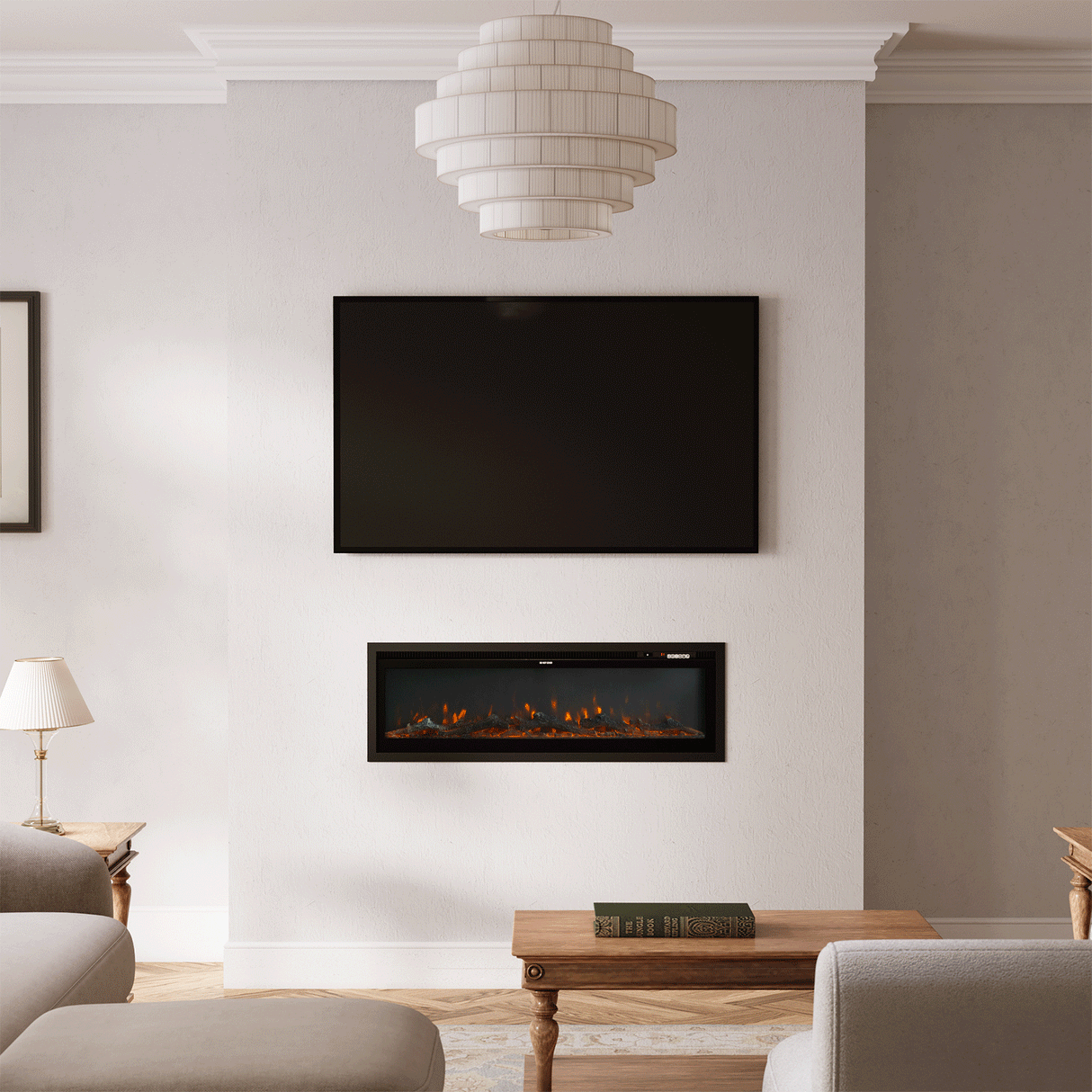 42/50/60/73 inch Electric Fire 12 Vibrant Flame Colours Electric Fireplace with Remote Living and Home 42 inch 