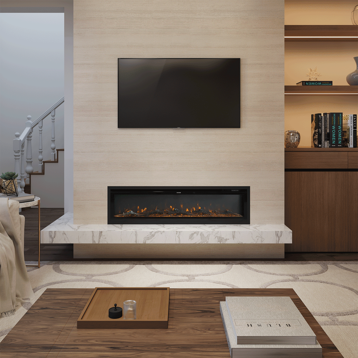 42/50/60/73 inch Electric Fire 12 Vibrant Flame Colours Electric Fireplace with Remote Living and Home 50 inch 