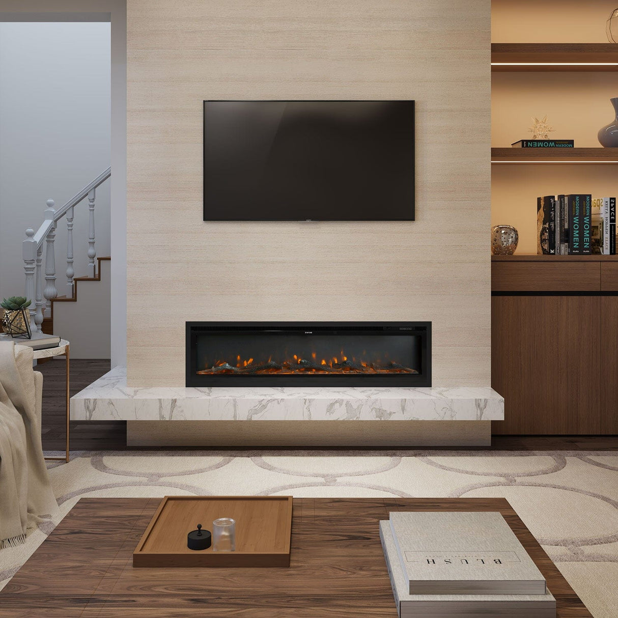 42/50/60/73 inch Electric Fire 12 Vibrant Flame Colours Electric Fireplace with Remote Living and Home 
