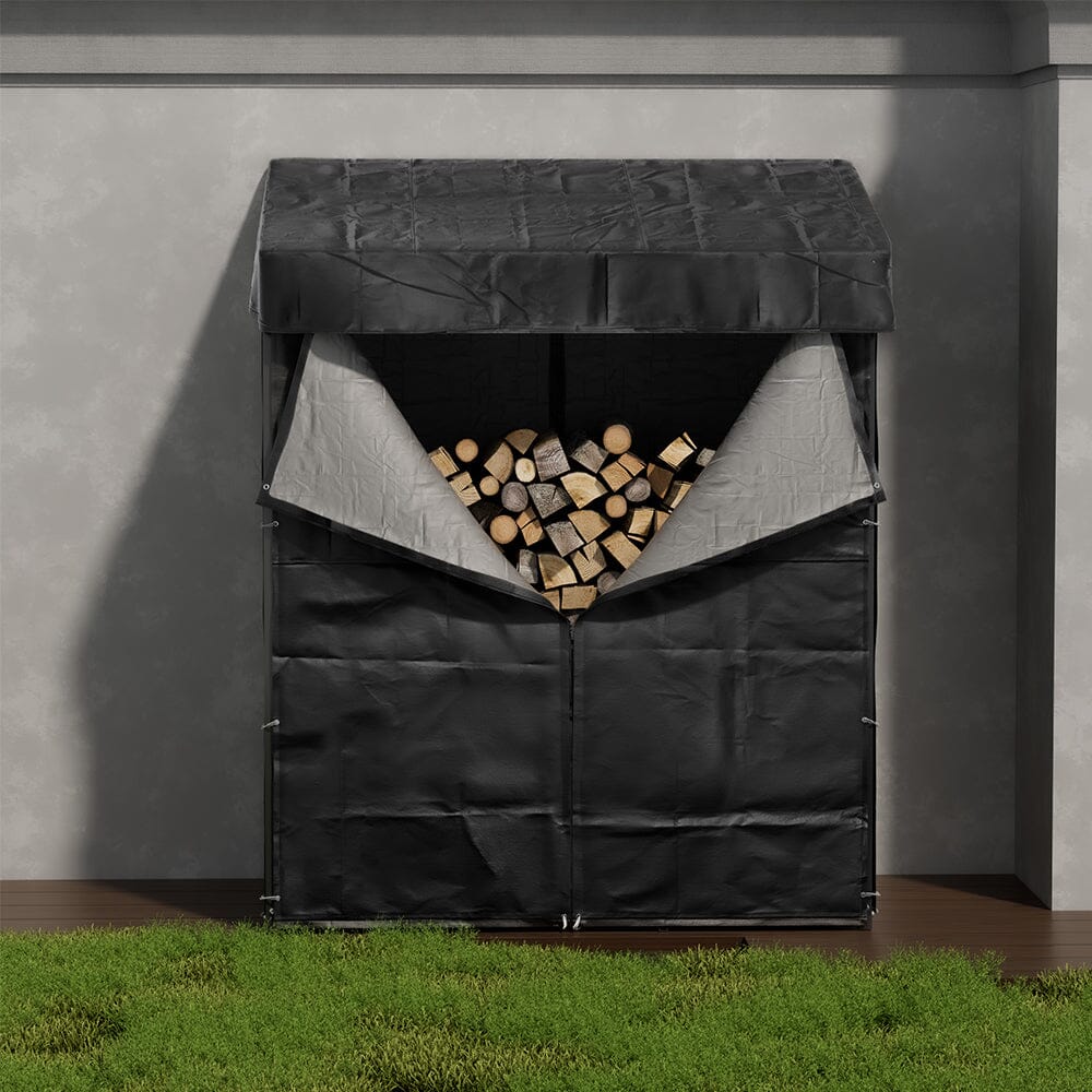 Garden Sanctuary Metal Tube Firewood Rack with Roof Garden Sheds Living and Home 