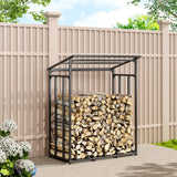 Garden Sanctuary Metal Tube Firewood Rack with Roof Garden Sheds Living and Home 