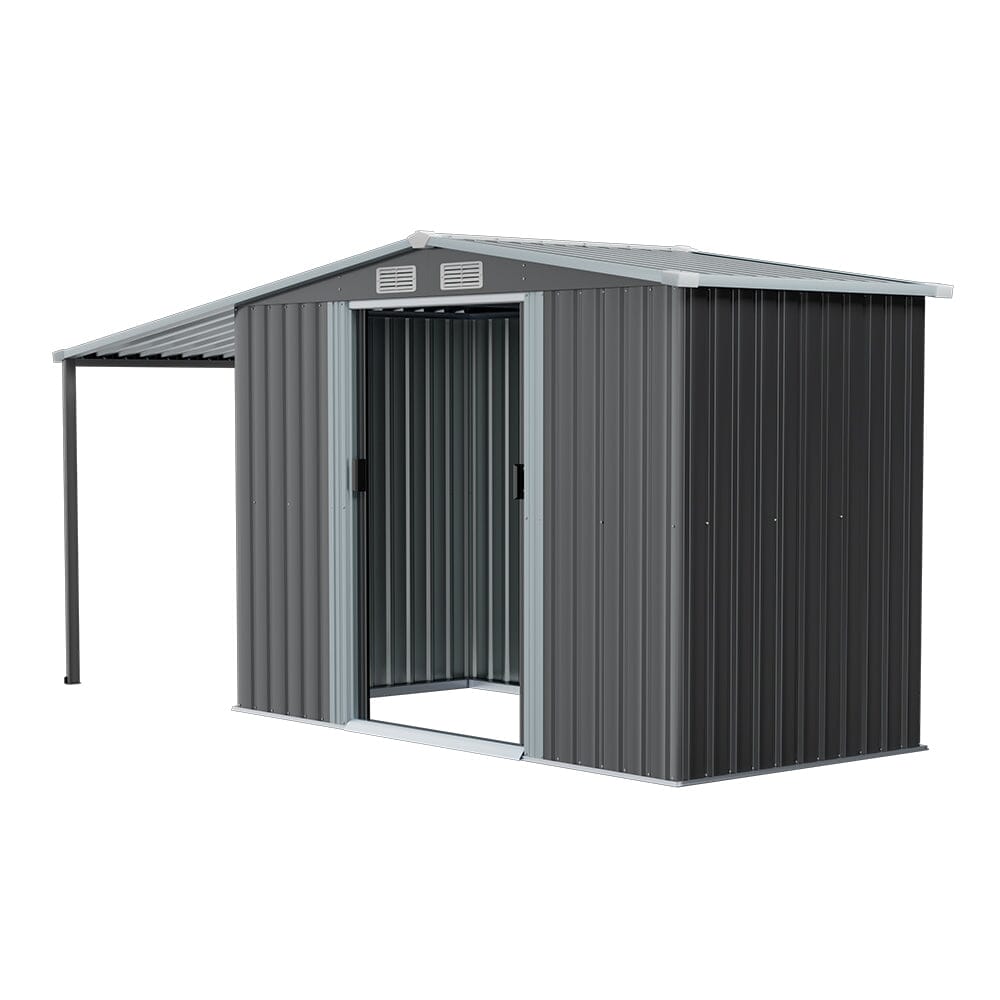 4×8 ft/ 6×8 ft Metal GardenStorage Shed with Log Storage Garden Sheds Living and Home 
