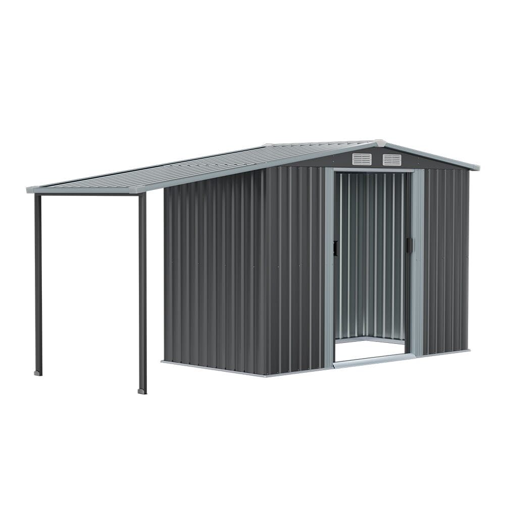 4×8 ft/ 6×8 ft Metal GardenStorage Shed with Log Storage Garden Sheds Living and Home 