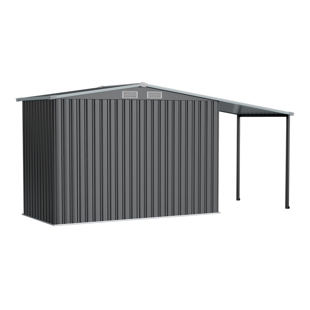 4×8 ft/ 6×8 ft Metal GardenStorage Shed with Log Storage Garden Sheds Living and Home 