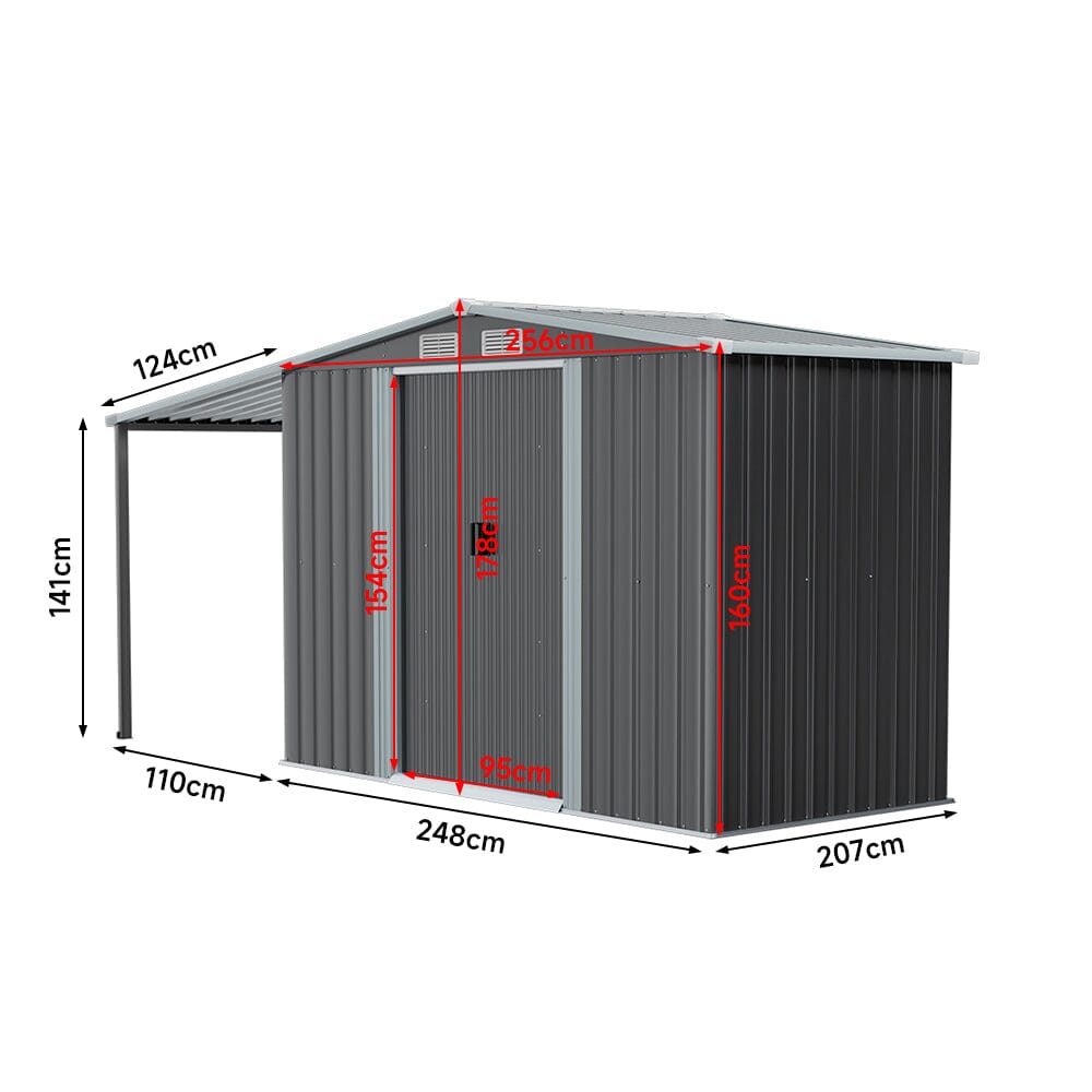 4×8 ft/ 6×8 ft Metal GardenStorage Shed with Log Storage Garden Sheds Living and Home 