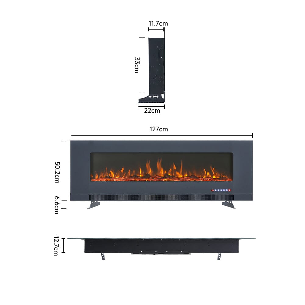 50/60 inch Electric Fireplace 5000 BTU Wall Mounted Fireplaces Heater