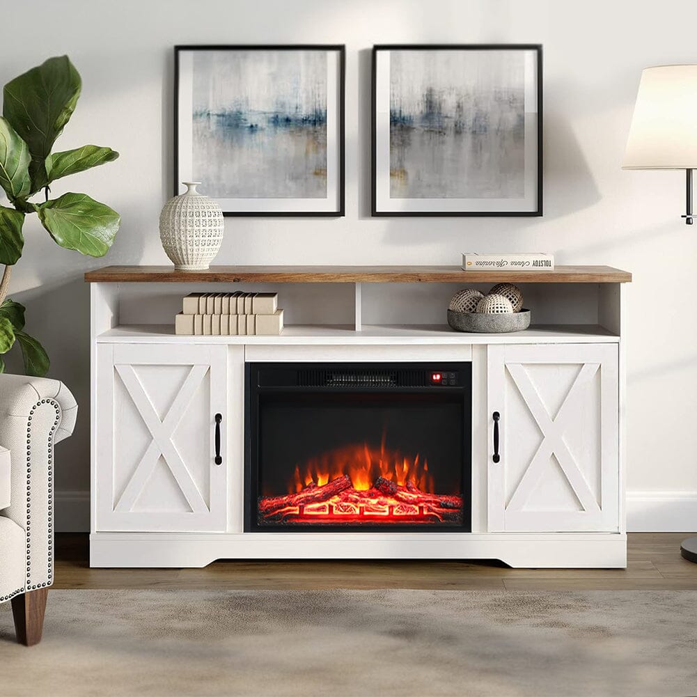 138cm W Recessed Electric Fireplace TV Stand with Timer and Remote Freestanding Fireplaces Living and Home 