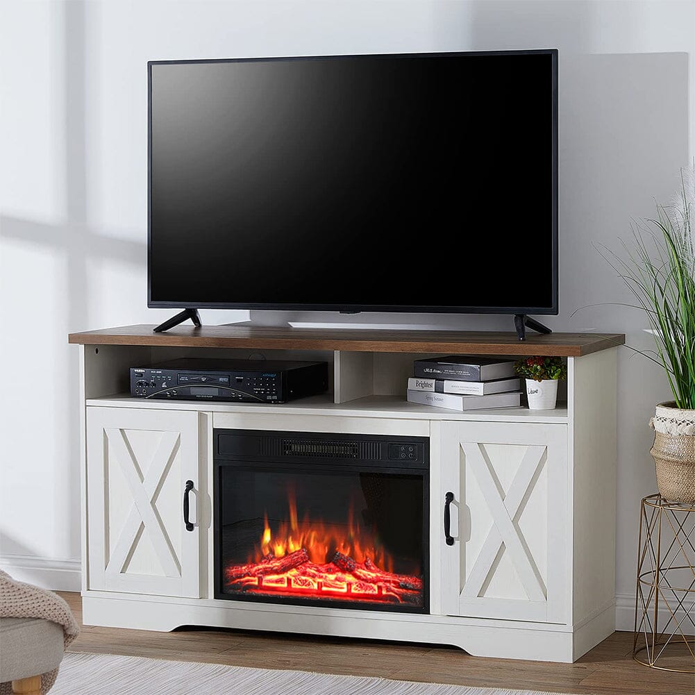 138cm W Recessed Electric Fireplace TV Stand with Timer and Remote Freestanding Fireplaces Living and Home 