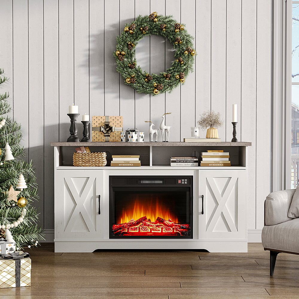 138cm W Recessed Electric Fireplace TV Stand with Timer and Remote Control Freestanding Fireplaces Living and Home 