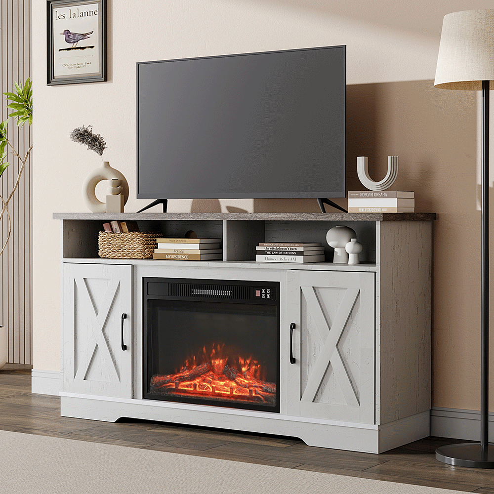 138cm Wide Freestanding Fireplaces Recessed Electric Fireplace TV Stand 4 Flame Colors Freestanding Fireplaces Living and Home 