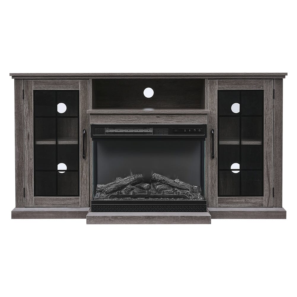 5000BTU Freestanding Fireplaces and Rustic Grey TV Stand 3-Sided Electric Fireplace With Remote Control Freestanding Fireplaces Living and Home 