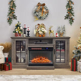 5000BTU Freestanding Fireplaces and Rustic Grey TV Stand 3-Sided Electric Fireplace With Remote Control Freestanding Fireplaces Living and Home Fireplace and TV Stand 