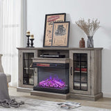 5000BTU Freestanding Fireplaces and Rustic Grey TV Stand 3-Sided Electric Fireplace With Remote Control Freestanding Fireplaces Living and Home 