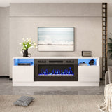 178cm W 5000BTU Recessed Electric Fireplace TV Stand with Closed Storage 3 Flame Colours Freestanding Fireplaces Living and Home White 