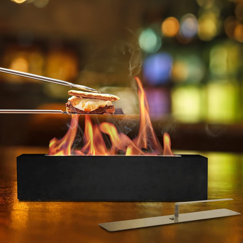 Concrete Rectangle Bio-Ethanol Outdoor Tabletop Fireplace Living and Home 