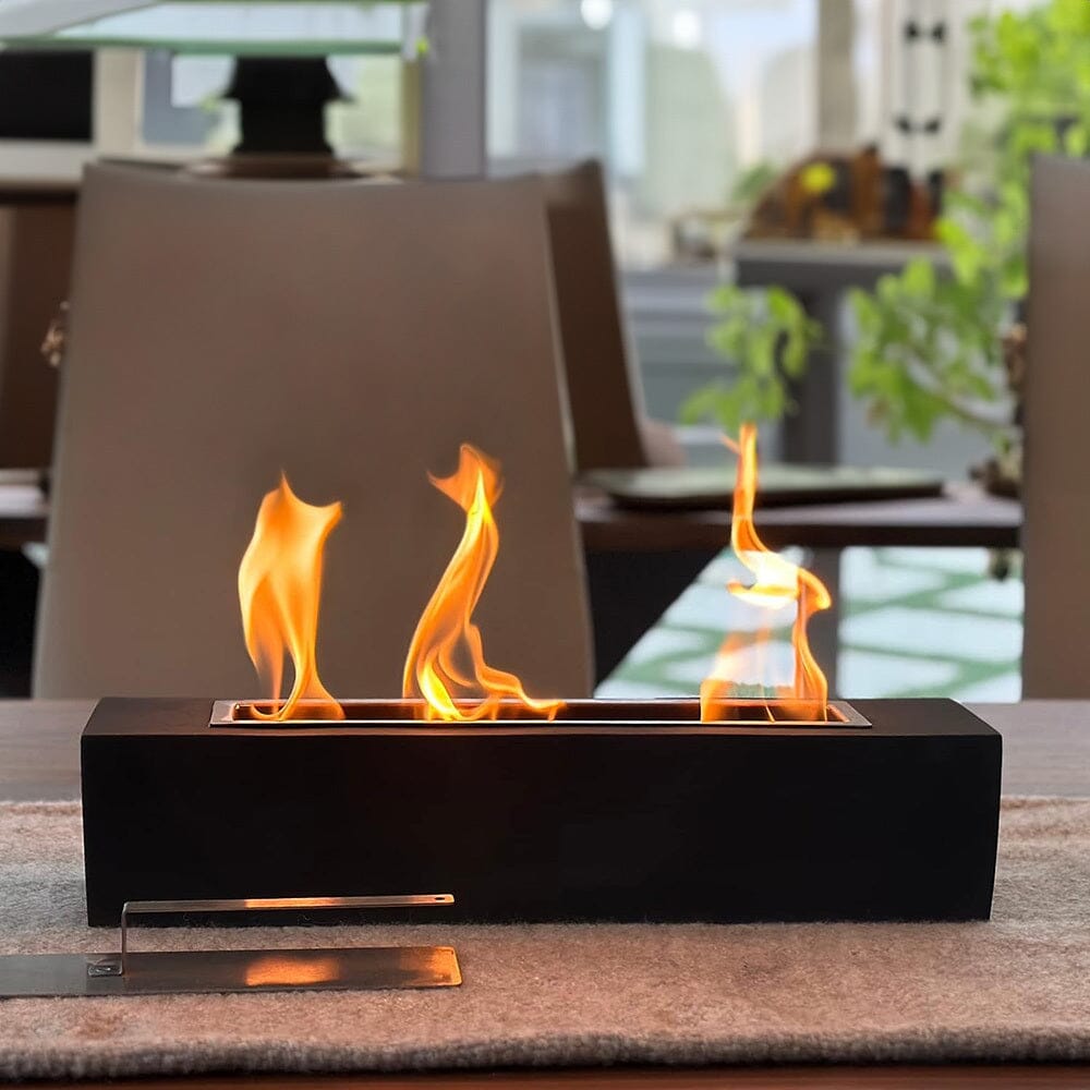 Concrete Rectangle Bio-Ethanol Outdoor Tabletop Fireplace Living and Home 