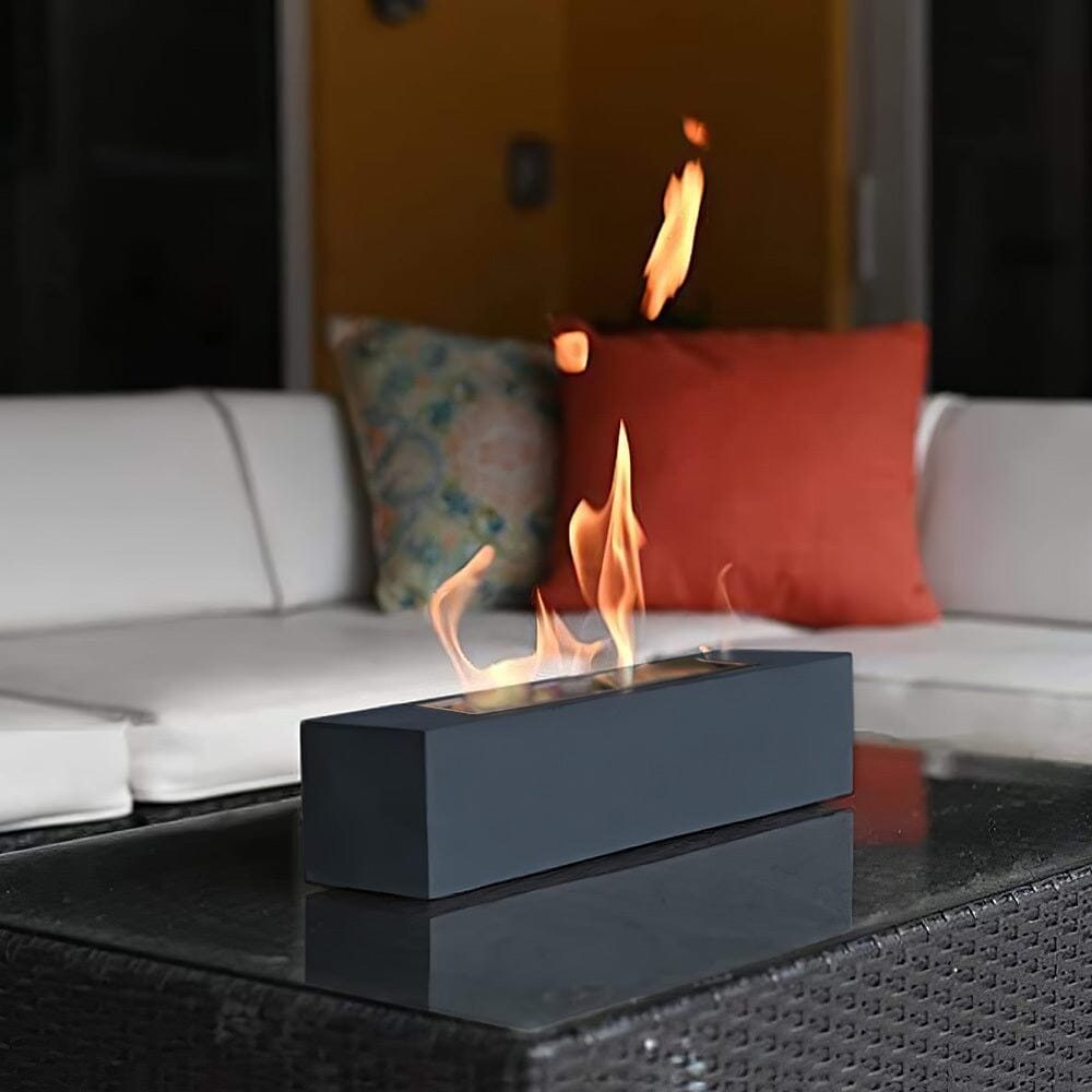 Concrete Rectangle Bio-Ethanol Outdoor Tabletop Fireplace Living and Home 