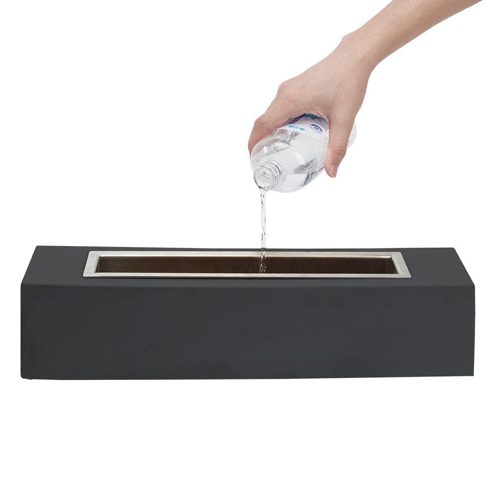 Concrete Rectangle Bio-Ethanol Outdoor Tabletop Fireplace Living and Home 