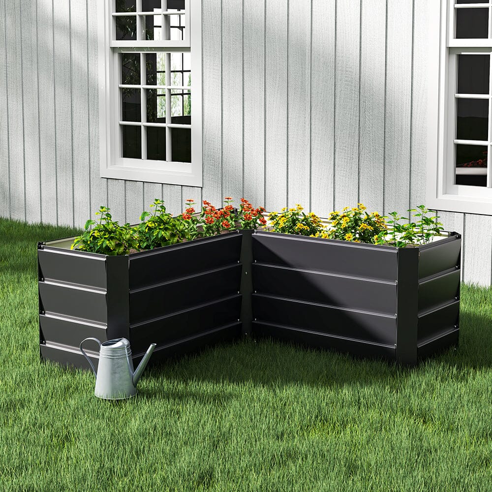 Outdoor Metal L-Shaped Raised Garden Bed Living and Home 