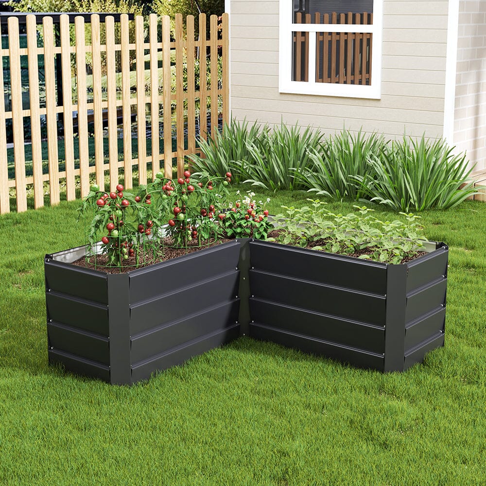 Outdoor Metal L-Shaped Raised Garden Bed Living and Home 