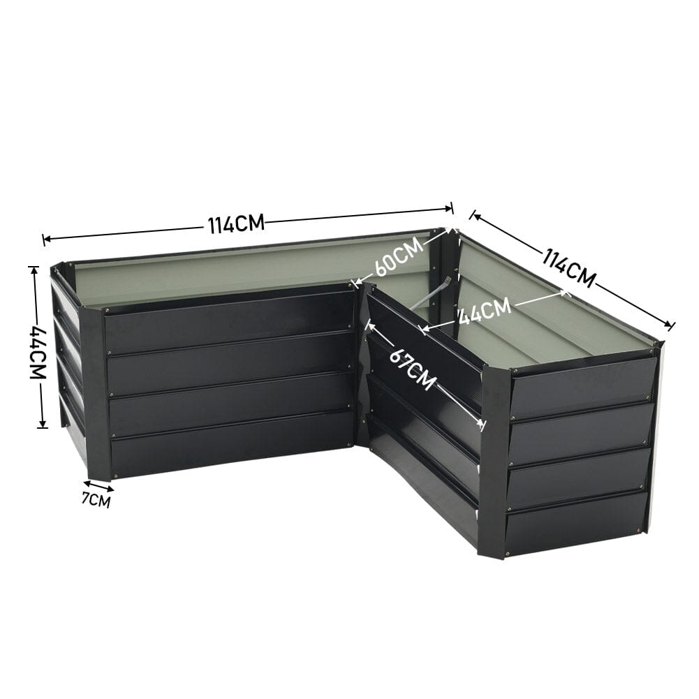 Outdoor Metal L-Shaped Raised Garden Bed Living and Home 