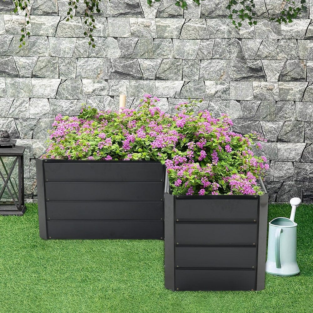 Outdoor Metal L-Shaped Raised Garden Bed Living and Home 
