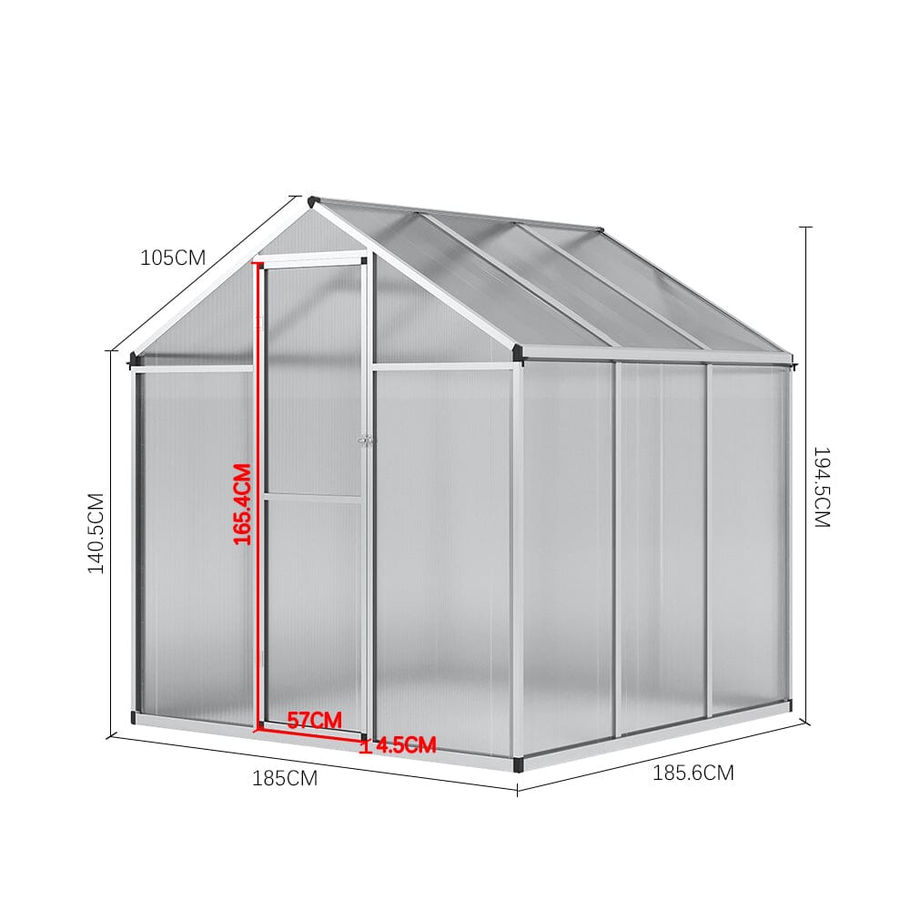 Aluminium Polycarbonate Apex Greenhouse Living and Home 