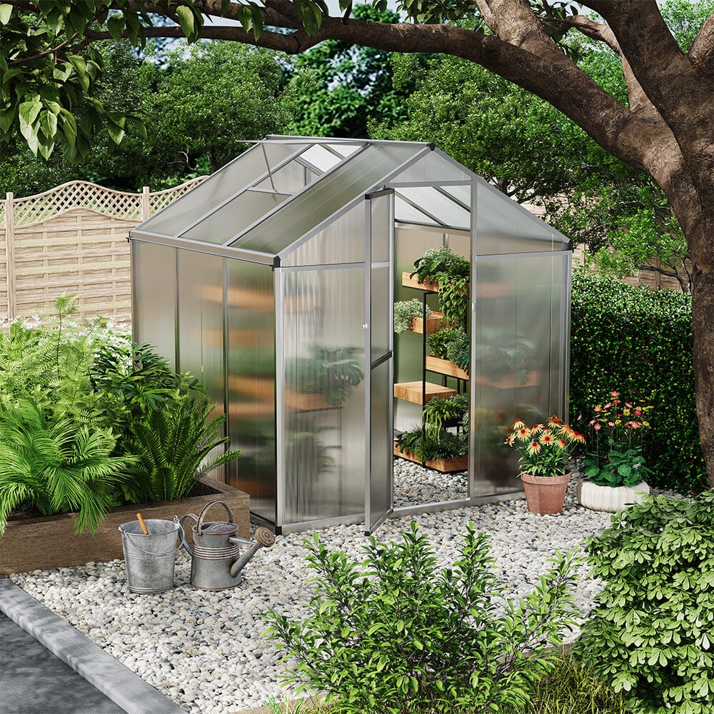 Aluminium Polycarbonate Apex Greenhouse Living and Home S 