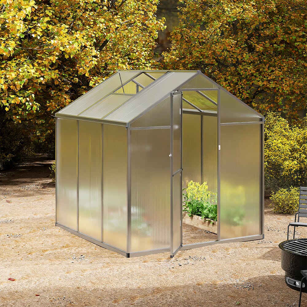 Aluminium Polycarbonate Apex Greenhouse Living and Home 