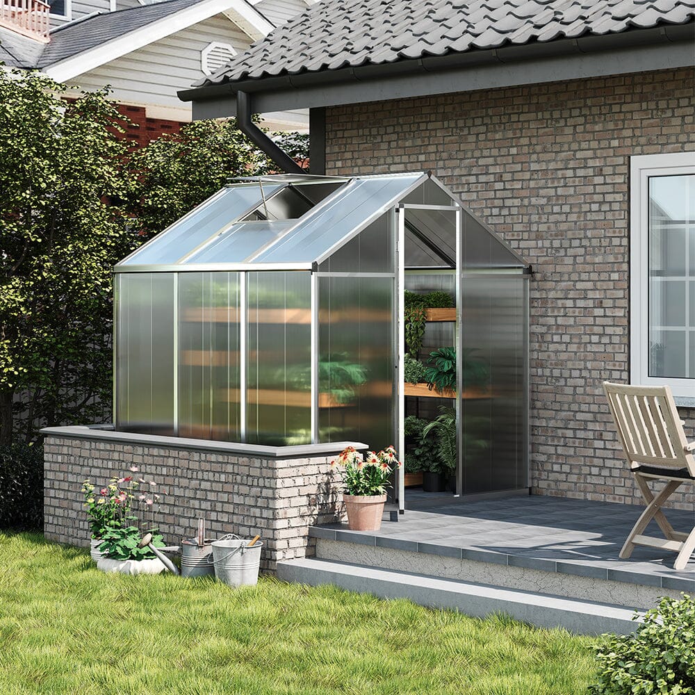 Aluminium Polycarbonate Apex Greenhouse Living and Home 